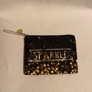 🆕 NWOT Bath & Body Works Black and Gold Sparkle Pouch
